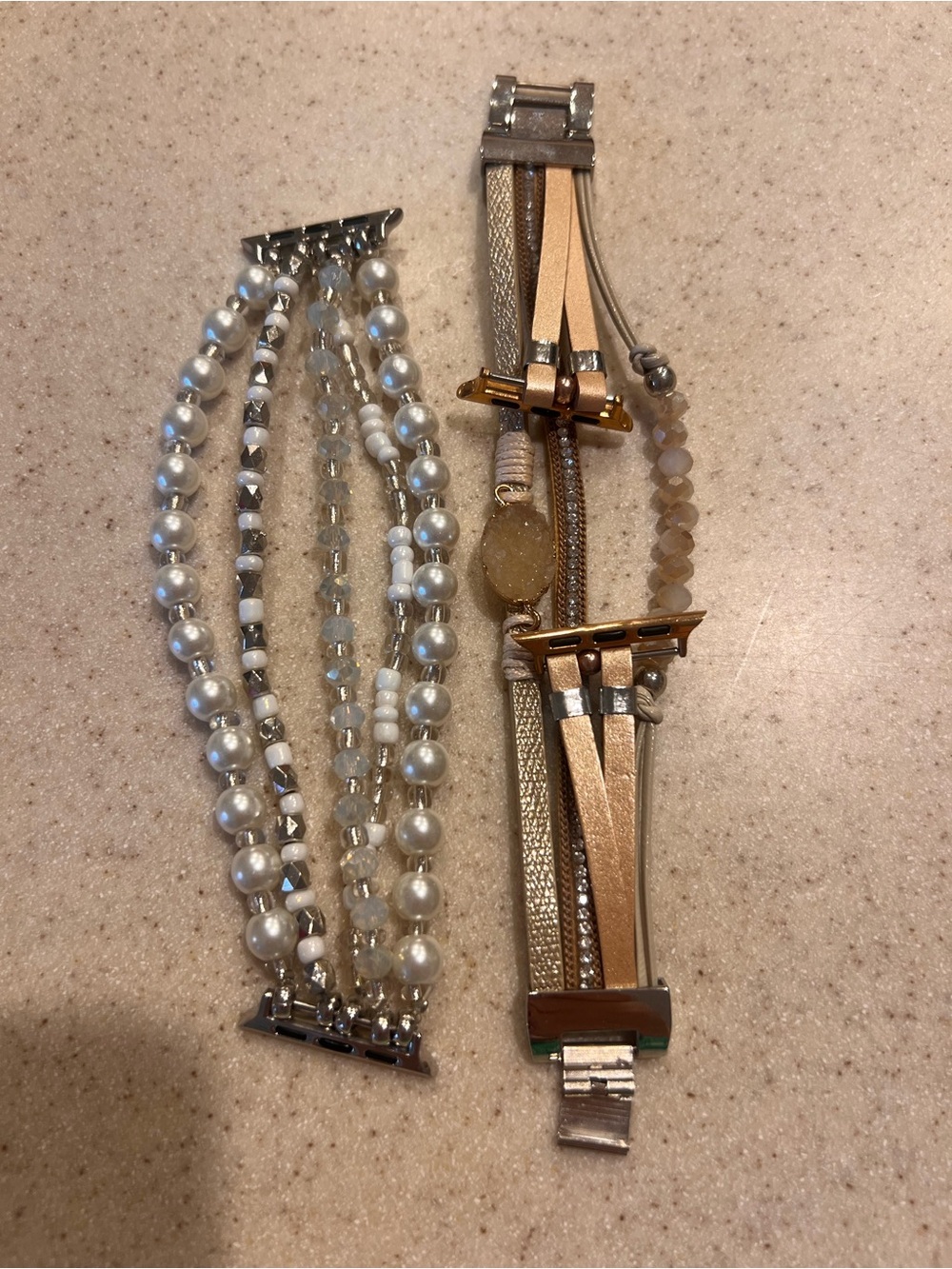 Apple Watch Bands - Pearl & Crystal Multi-Strand Bracelet Duo